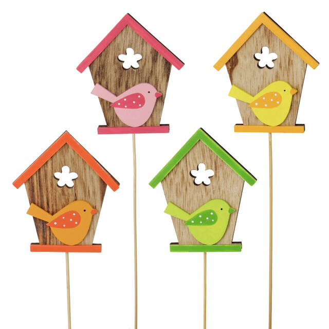 Pick Birdhouse with Bird 8×7 cm – Mix – Pack of 24