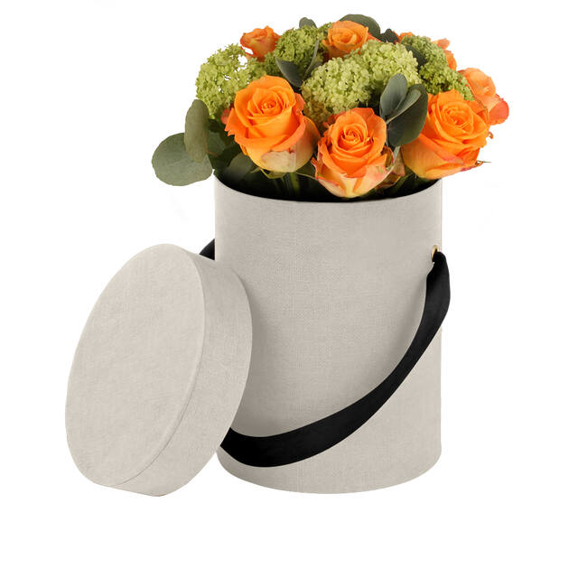 BX Fabric Round Hatbox with Ribbon Ø13×H17 cm – Pack of 18