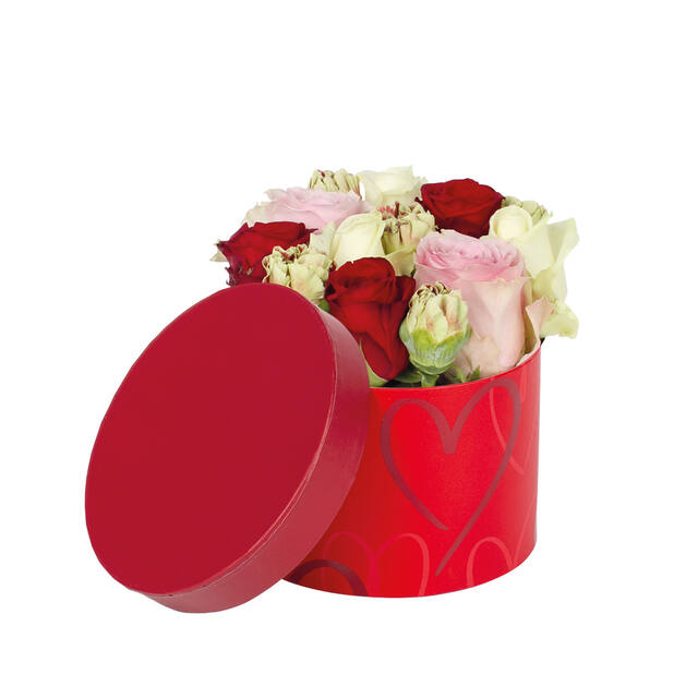 BX Hatbox Love Spot Ø14×H10 cm Red – Pack of 36