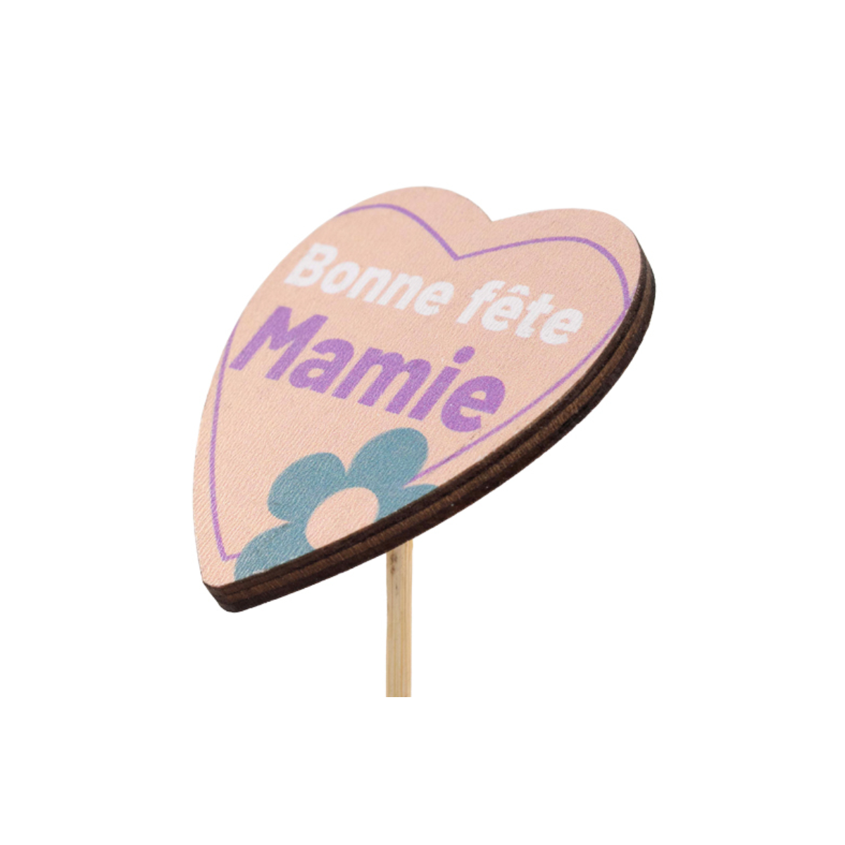 Pick Cœur Bonne Fête Mamie – 6×5 cm – Par 25