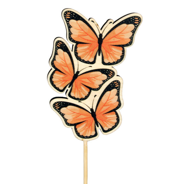 Pick Butterfly Trio Wood 50 cm Orange – Pack of 24