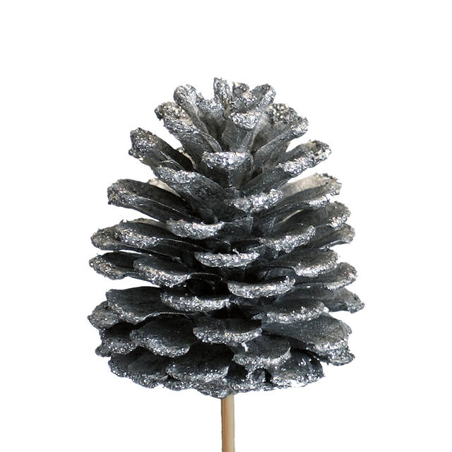 Pick Pinecone Full Glitter Ø5-6 cm + 50 cm Stick – Pack of 25