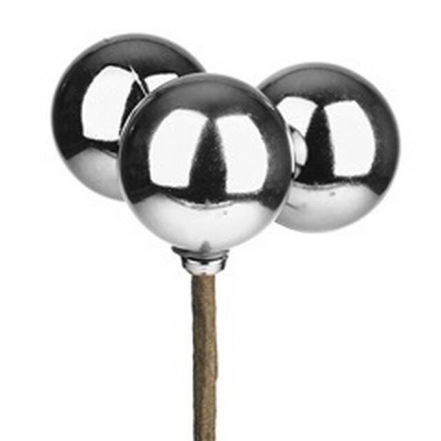 Pick Trio Boules de Noël 3×3 cm Argent – Par 24