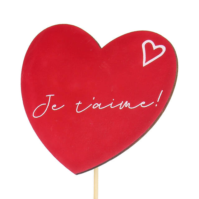 Pick Je T'aime Wood 8×9 cm Red – Pack of 25