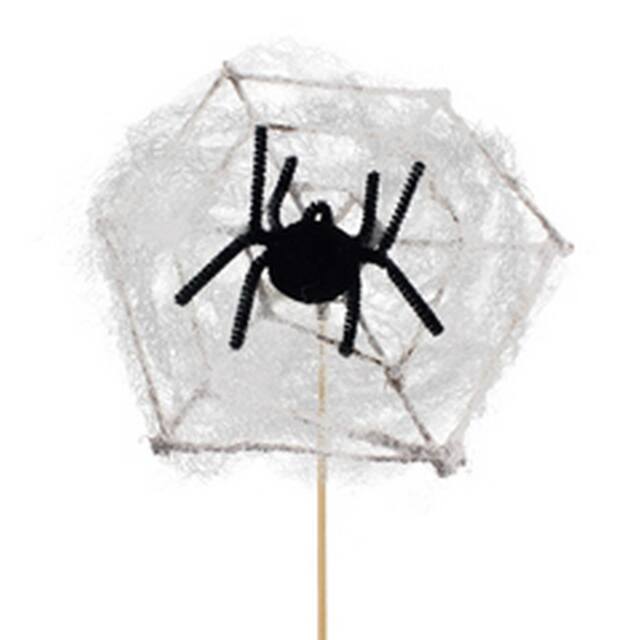 Pick Araignée dans sa Toile – Blanc – 10 cm – Tige 50 cm – Par 25